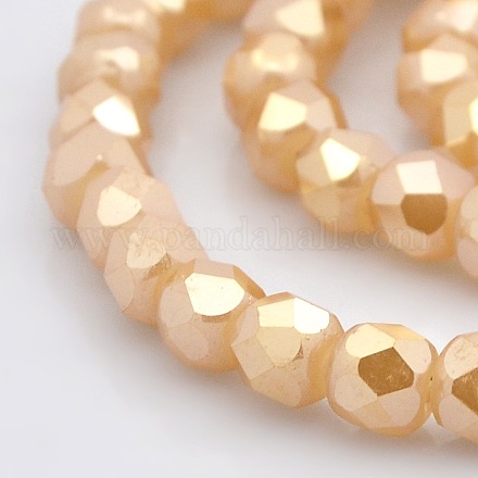 Full Rainbow Plated Imitation Jade Glass Faceted Drum Beads Strands GLAA-A032-6mm-FR03-1