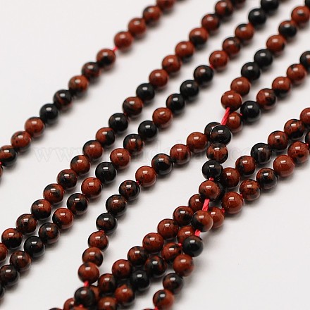 Acajou naturel chapelets de perles en obsidienne G-A130-2mm-05-1