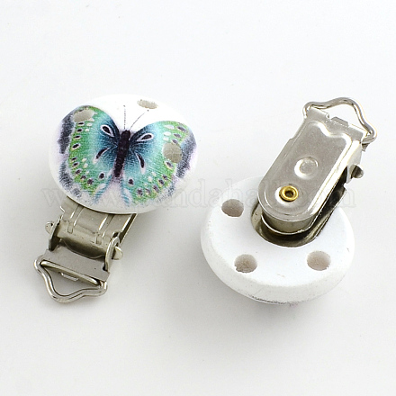 Clip de mariposa con estampado de mariposa y sujetador de chupete con cierre de hierro WOOD-R241-32-1