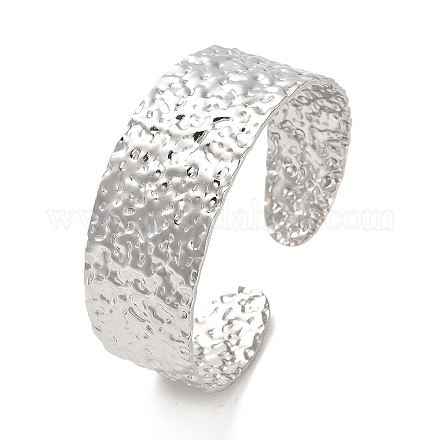 304 bracelet manchette plat texturé en acier inoxydable BJEW-G694-04P-1