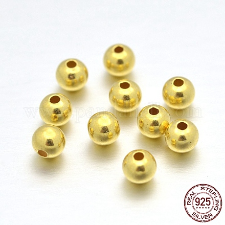 925 Sterling Silver Round Beads STER-E040-01F-1