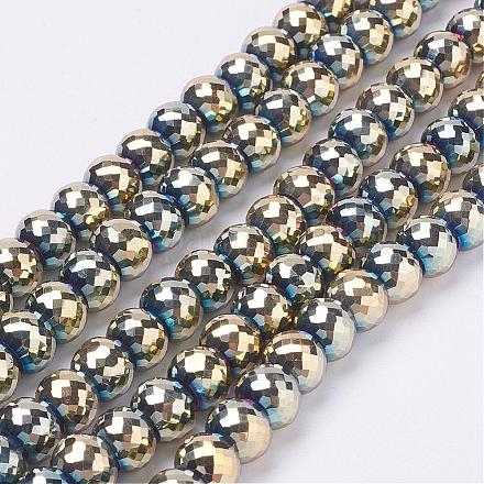 Chapelets de perles en verre électroplaqué EGLA-P028-FP03-1
