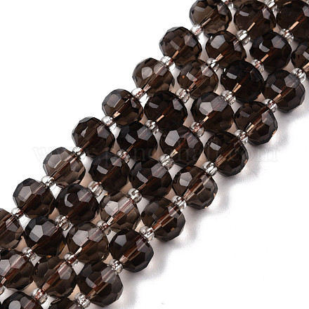 Chapelets de perles de quartz fumées naturelles G-N327-08Y-1