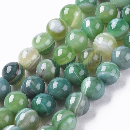 Chapelets de perles en agate à rayures naturelles/agates à bandes G-G582-10mm-58-1