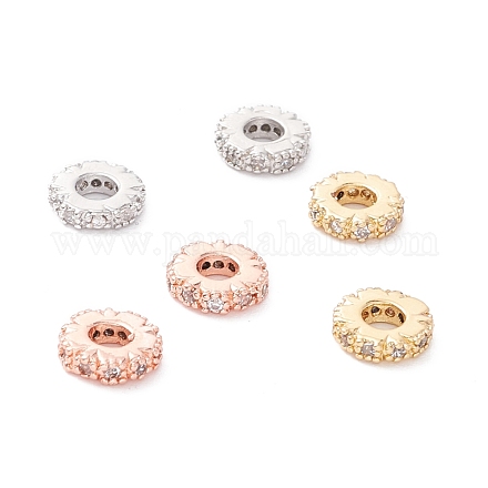 Brass Micro Pave Clear Cubic Zirconia Beads ZIRC-P091-04B-RS-1