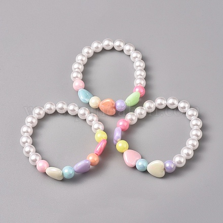Bracelets extensibles en perles acryliques pour enfants BJEW-JB04833-M-1