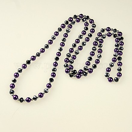 Acrylic Pearl Beaded Necklaces NJEW-D124-03-1