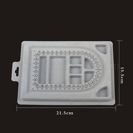 Peと植毛ビーズデザインボード  ネックレスデザインボード  目盛り付き測定  DIYビーズジュエリー作りトレイ  長方形  グレー  21.5x15.5x1.3cm CON-PW0001-169A-1