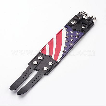 Bracelets rivet en cuir de vachette style punk rock BJEW-D438-10-1