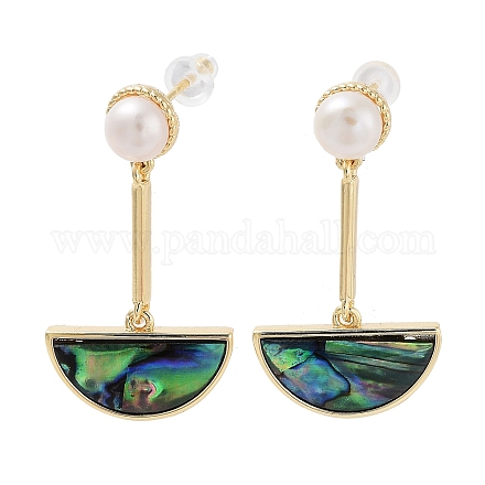 Orecchini pendenti con perle e conchiglie paua EJEW-P256-06G-1