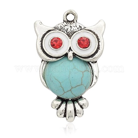 Halloween Owl Alloy Dyed Synthetic Turquoise Pendants PALLOY-J444E-02AS-1
