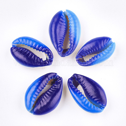 Printed Natural Cowrie Shell Beads X-SSHEL-T007-14A-1