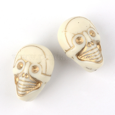 Skull Plating Acrylic Beads PACR-Q102-07A-1