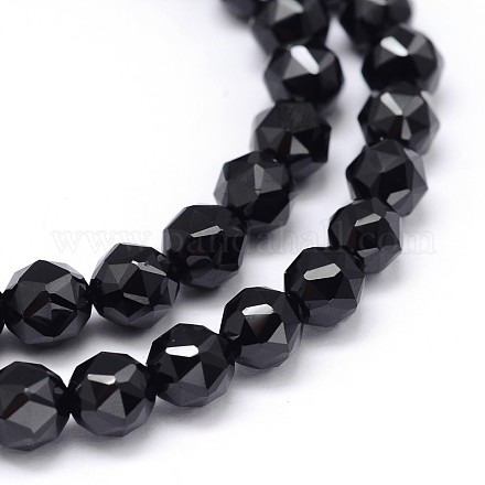 Faceted Round Natural Black Spinel Beads Strands G-P114-04-6mm-1