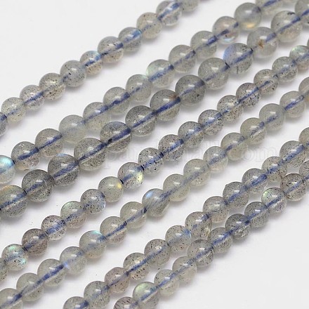 Chapelets de perles rondes en labradorite naturelle G-M263-A-03-1