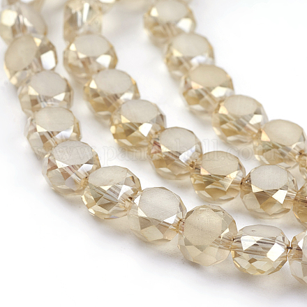 Facetas hebras de perlas redondas de vidrio electroplate EGLA-M013-A03-1