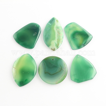 Natural Green Agate Pendants G-S138-04-1