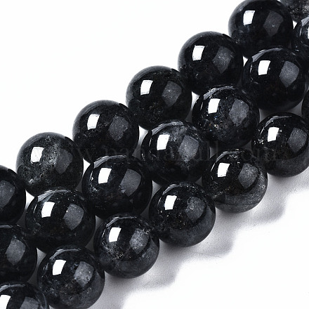 Brins naturels de perles de quartz à la fraise noire G-N328-46C-01-1