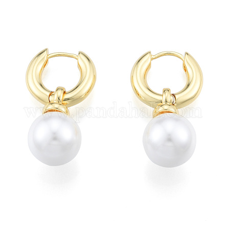 ABS Plastic Pearl Dangle Hoop Earrings EJEW-N011-106LG-1