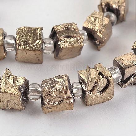 Perles de pierre d'os de dragon naturelles galvanisées G-I177-05B-1