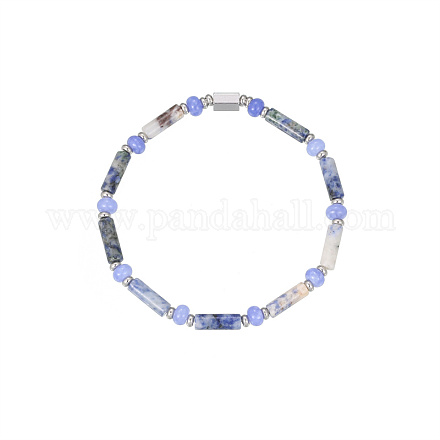 Bracciale elastico con perline a colonna in diaspro blu naturale per donna&nbsp;MZ0703-1-1