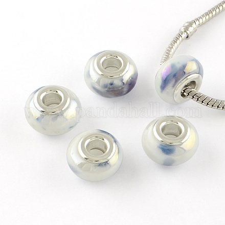 Rondelle AB-Color Handmade Porcelain European Beads X-PORC-R042-C16-1