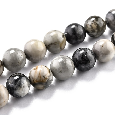 Brins de perles rondes en jaspe polychrome naturel/pierre de Picasso/jaspe de Picasso G-O199-03C-1