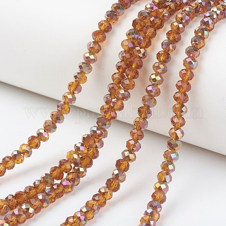 Electroplate Transparent Glass Beads Strands EGLA-A034-T1mm-R14-1