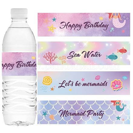 Creatcabin 100 pièce 4 styles d'étiquettes de bouteille d'eau sirène imprimables DIY-CN0002-09G-1