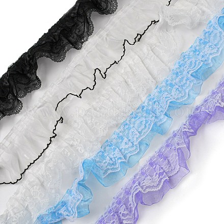 2M Polyester Pleated Flower Lace Ribbon OCOR-XCP0002-14-1