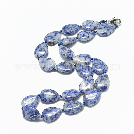 Natural Blue Spot Jasper Beaded Necklaces NJEW-S396-03-1