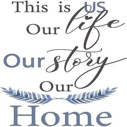 SUPERDANT Home PVC Wall Sticker This is Us Our Home Our Life Our Story Quotes Leaf Pattern Wall Art Sticker Vinyl Wall Decal for Living Room Home Decor 12