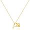 Brass Initial and Heart Pendant Necklaces for Women, Real 14K Gold Plated, Letter Y, 15.75 inch(40cm)