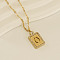 304 Stainless Steel Micro Pave Clear Cubic Zirconia Rectangle with Hollow Letter Pendant Necklaces, Real 18K Gold Plated, Letter O, 17.72 inch(45cm)