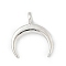 Brass Pendants, Crescent Moon, Rack Plating, Cadmium Free & Lead Free, Long-Lasting Plated, Platinum, 13.5x12x1.5mm, Hole: 1.6mm