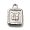 Alloy Pendants, Silver Charms, Rectangle, 17x12x2.6mm, Hole: 2.2mm