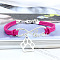 Infinity & Paw Print & Word Love Alloy with Suede Cord Charm Bracelets, Platinum, Deep Pink, 6-3/4 inch(17cm)