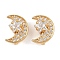 Brass Micro Pave Celar Cubic Zirconia Spacer Bars, Nickel Free, Real 18K Gold Plated, Moon, 11x8.5x7mm, Hole: 1.5mm