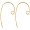 40Pcs Brass Earring Hooks, Ear Wire, with Horizontal Loop, Real 18K Gold Plated, 20~21x14~16x1mm, Hole: 2mm