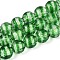 Handmade Foil Glass Beads Strands, Round, with Stripe, Medium Sea Green, 9.5~10.5mm, Hole: 1.2~1.6mm, about 38~40pcs/strand, 14.17~15.35 inch(36~39cm)