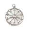Rack Plating Brass Clear Cubic Zirconia Pendants, with Shell, Long-Lasting Plated, Cadmium Free & Lead Free, with Jump Ring, Flat Round with Heart, Platinum, 24x22x4mm, Hole: 3mm