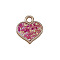 Plastic Pendants, with Glitter Sequin, Heart, Hot Pink, 22x18.5x3mm