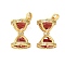 Brass Micro Pave Clear Cubic Zirconia Pendants, Cadmium Free & Lead Free, Hourglass, Real 18K Gold Plated, Red, 19x12mm, Hole: 2x4mm