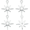 20Pcs Brass Clear Cubic Zirconia Charms, Star, Nickel Free, Real Platinum Plated, 10.5x8.5x2mm, Hole: 1mm