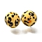 Printed Opaque Acrylic Beads, Round with Leopard Print Pattern, Yellow, 15.5mm, Hole: 2mm