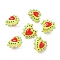 Handmade Lampwork Bumpy Beads Heart, with Enamel, Two Tone, Yellow, 13.5~15x14~16.5x7.5~10mm, Hole: 1.2mm