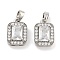 Brass with Clear Cubic Zirconia Charms, Rectangle Charms, Platinum, 14x9.5x5mm, Hole: 2.8x5mm