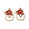 304 Stainless Steel Enamel Pendants, Christmas Theme Charms, Ion Plating(IP), Real 18K Gold Plated, Santa Claus, 19.5x13.5x2mm, Hole: 1.2mm