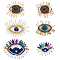 6Pcs 6 Styles Evil Eye Handicraft Beading Appliques, Sew on Patches, Ornament Accessories, Mixed Color, 50~85x42~57x4.5mm, 1pc/style
