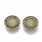 Tibetan Style Alloy Slide Charms Cabochon Settings, Cadmium Free & Nickel Free & Lead Free, Flat Round, Antique Bronze, Tray: 12mm, 20x5.5mm, Hole: 2x10mm